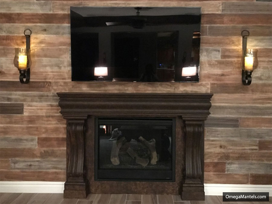 1106.11.538 three pieces fireplace stone mantel - Image 3