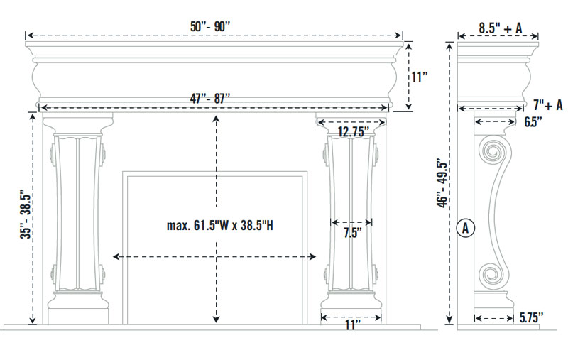 1106.11.538 three pieces fireplace stone mantel - Image 4