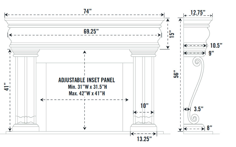 1106.536-GS three pieces fireplace stone mantel - Image 2