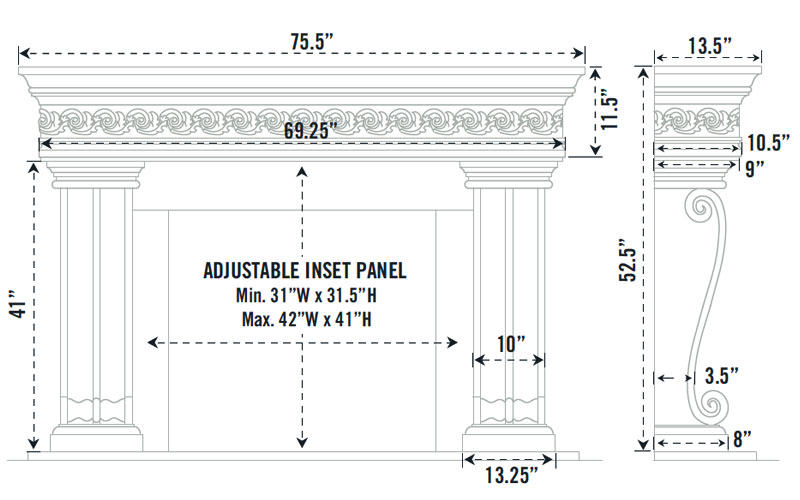 1110S.536-GS three pieces fireplace stone mantel - Image 2