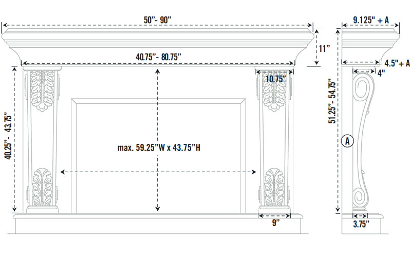 1112.533 three pieces fireplace stone mantel - Image 2