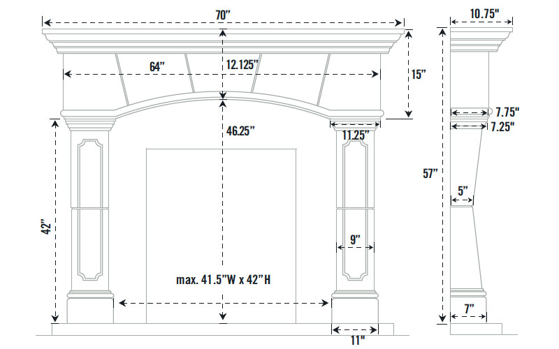 1130.70.530 three pieces fireplace stone mantel - Image 2