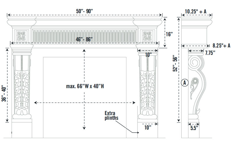 1141.524 three pieces fireplace stone mantel - Image 2