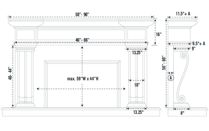 1143.536 three pieces fireplace stone mantel - Image 2