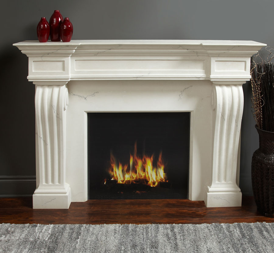 1144.11.535 three pieces fireplace stone mantel - Image 2