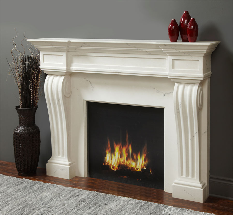 1144.11.535 three pieces fireplace stone mantel