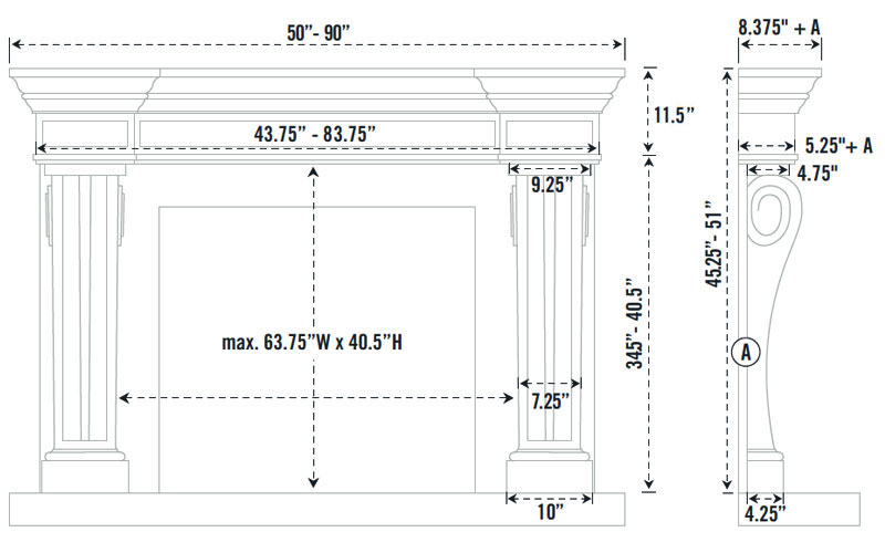 1144.11.535 three pieces fireplace stone mantel - Image 3