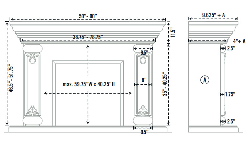 1160.540 three pieces fireplace stone mantel - Image 2