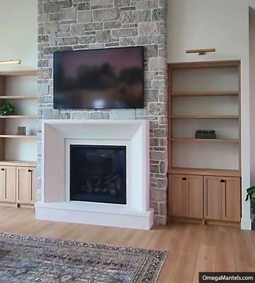 4121.12 One piece picture frame fireplace stone mantel - Image 2